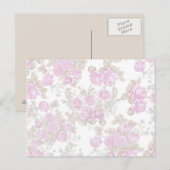 Vintage pastellrosa grüne romantische Rose Postkarte (Vorne/Hinten)