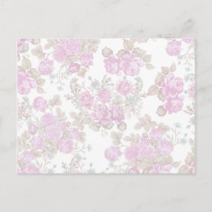 Vintage pastellrosa grüne romantische Rosen floral Postkarte