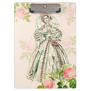 Vintage Pastellrosa-Modekappel mit Blume Klemmbrett