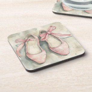 Vintage Pastellrosa Schleifen Ballett-Flats Getränkeuntersetzer