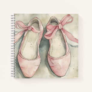 Vintage Pastellrosa Schleifen Ballett-Flats Notizblock