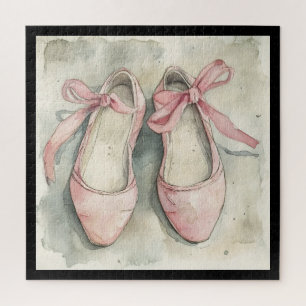 Vintage Pastellrosa Schleifen Ballett-Flats Puzzle