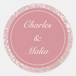 Vintage Pastellrosa Silberblume Runder Aufkleber