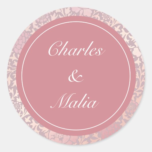 Vintage Pastellrosa Silberblume Runder Aufkleber (Vorderseite)