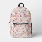 Vintage Pastellrosen Bedruckter Rucksack (Vorderseite)