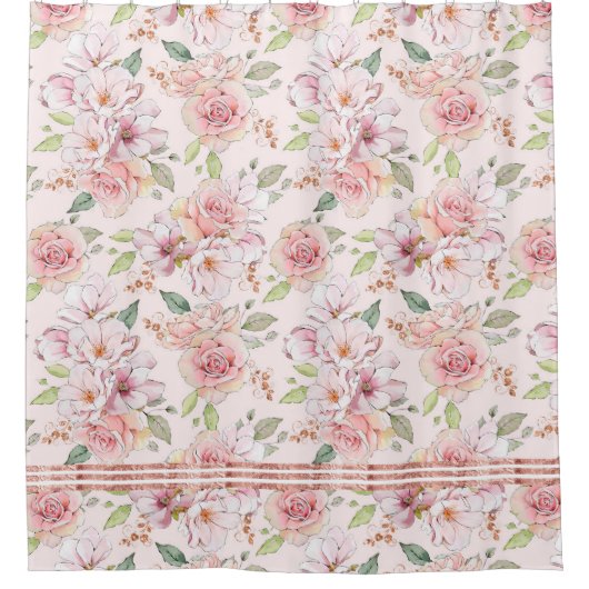 Vintage Pastellrosen Duschvorhang (Vorderseite)