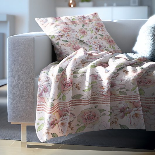 Vintage Pastellrosen Fleecedecke