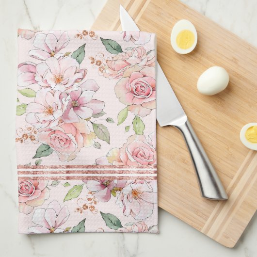 Vintage Pastellrosen Geschirrtuch (Viertel Falte)