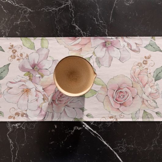 Vintage Pastellrosen Kurzer Tischläufer