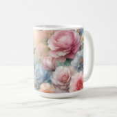 Vintage Pastellrosen mit Schmetterling Kaffeetasse (VorderseiteRechts)