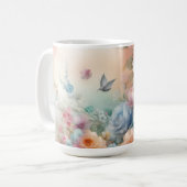 Vintage Pastellrosen mit Schmetterling Kaffeetasse (Vorderseite Links)