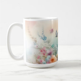 Vintage Pastellrosen mit Schmetterling Kaffeetasse