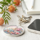 Vintage Pastellrosen mit Schmetterling Schlüsselanhänger (Seite)