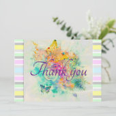 Vintage Pastelschmetterlinge und Rose Dankeschön K (Stehend Vorderseite)