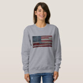 Vintage-Patchwork-Amerikanischer-Flaggen-Sweatshir Sweatshirt (Vorne ganz)