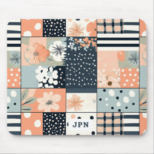 Vintage-Patchwork-Blumenquilt in sanfter Pastelltö Mousepad
