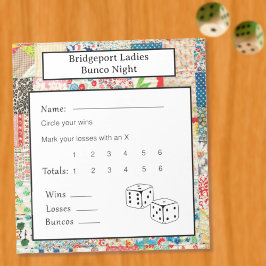 Vintage Patchwork Bunco Abend Notizblock