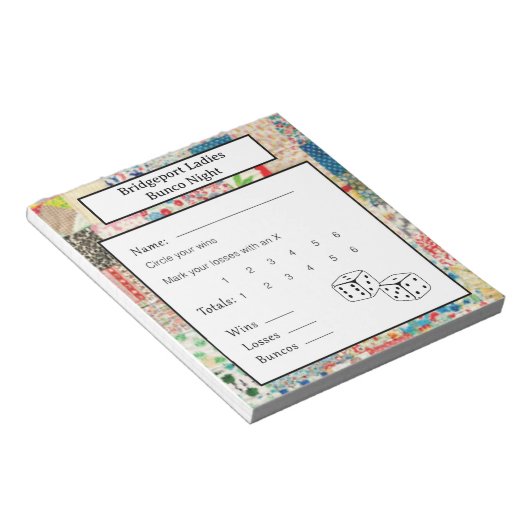 Vintage Patchwork Bunco Abend Notizblock (angewinkelt)