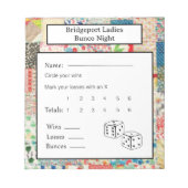 Vintage Patchwork Bunco Abend Notizblock (Vorderseite)