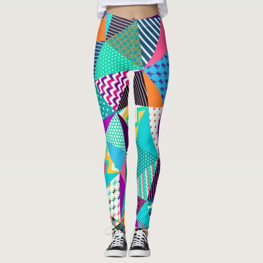 Vintage-Patchwork-Dekorationsmuster-Design Leggings (Vorderseite)