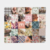 Vintage-Patchwork-Effekt-Quilt-Musterfoto Fleecedecke (Vorderseite (Horizontal))
