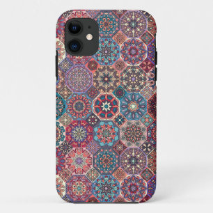 Vintage-Patchwork mit floralen Mandala-Elementen iPhone 11 Hülle