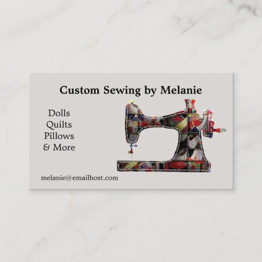 Vintage Patchwork-Nähmaschine Visitenkarte (Vorderseite)