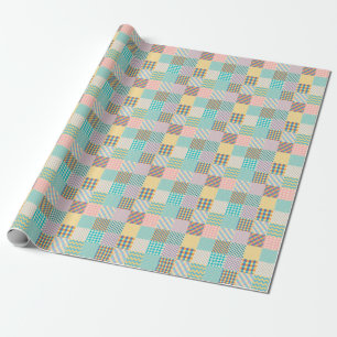 Vintage-Patchwork: Nahtloser Textilhintergrund Geschenkpapier
