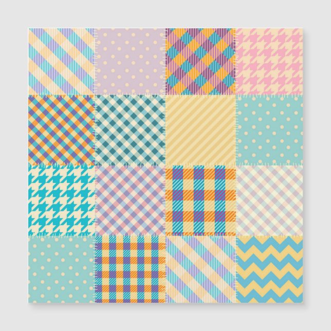 Vintage-Patchwork: Nahtloser Textilhintergrund Magnetkarte (Vorderseite)
