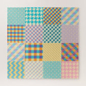 Vintage-Patchwork: Nahtloser Textilhintergrund Puzzle (Horizontal)