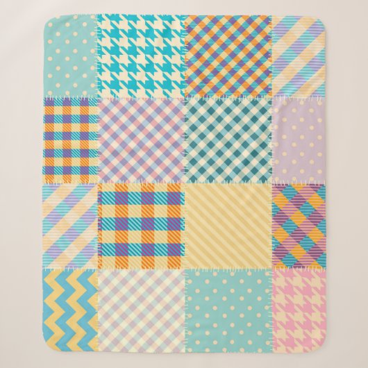 Vintage-Patchwork: Nahtloser Textilhintergrund Sherpadecke (Vorderseite)