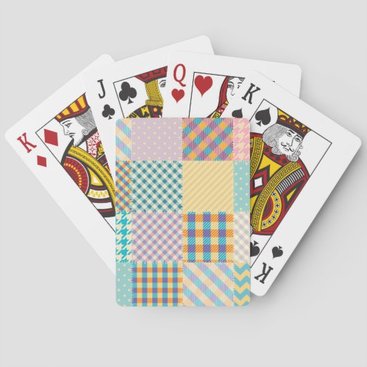 Vintage-Patchwork: Nahtloser Textilhintergrund Spielkarten (Rückseite)