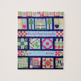 Vintage Patchwork-Quilt Inspirationszitat Puzzle