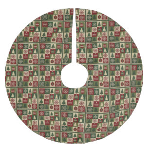 Vintage, Patchwork-Quilt-Look rustikal Weihnachten Polyester Weihnachtsbaumdecke