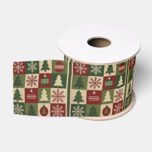 Vintage, Patchwork-Quilt-Look rustikal Weihnachten Ripsband