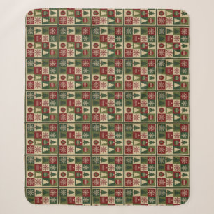 Vintage, Patchwork-Quilt-Look rustikal Weihnachten Sherpadecke