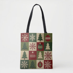 Vintage, Patchwork-Quilt-Look rustikal Weihnachten Tasche