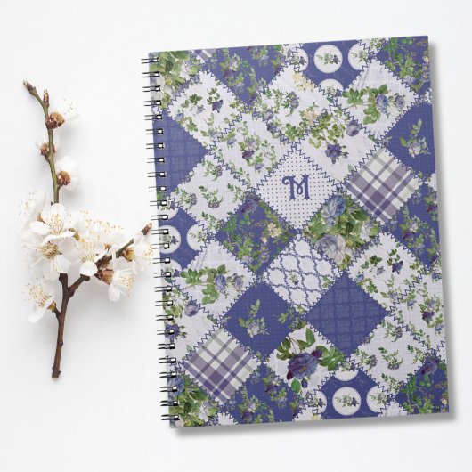 Vintage Patchwork-Quilt-Monogramm-Notizbuch Notizblock