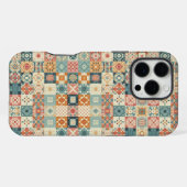 Vintage, patchwork-quilt-Optik iPhone Hülle (Rückseite (Horizontal))
