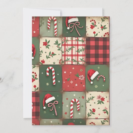 Vintage Patchwork Quilt Weihnachtsfeier Einladung (Rückseite)