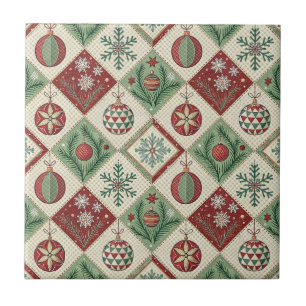 Vintage-Patchwork-Quilted-Christmas-Muster Fliese