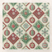 Vintage-Patchwork-Quilted-Christmas-Muster Glasuntersetzer (Vorderseite)