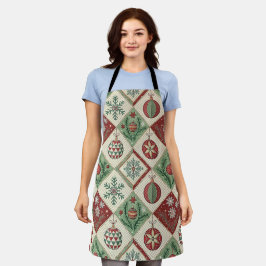 Vintage-Patchwork-Quilted-Christmas-Muster Schürze