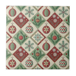 Vintage Patchwork Quilted Christmas Pattern Fliese