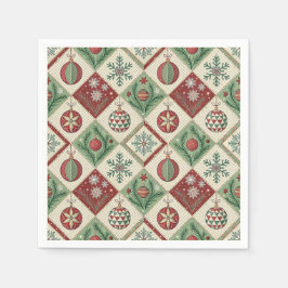 Vintage Patchwork Quilted Christmas Pattern Serviette