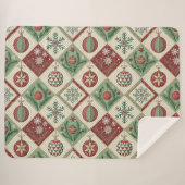 Vintage Patchwork Quilted Christmas Pattern Sherpadecke (Vorderseite (Horizontal))