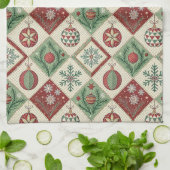 Vintage Patchwork-Quilted Weihnachtsmuster Geschirrtuch (Gefaltet)