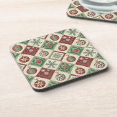 Vintage-Patchwork-Quilted-Weihnachtsmuster Getränkeuntersetzer (Linke Seite)