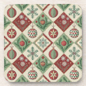 Vintage-Patchwork-Quilted-Weihnachtsmuster Getränkeuntersetzer (Vorderseite)