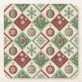 Vintage Patchwork-Quilted-Weihnachtsmuster Rechteckiger Pappuntersetzer (Vorderseite)